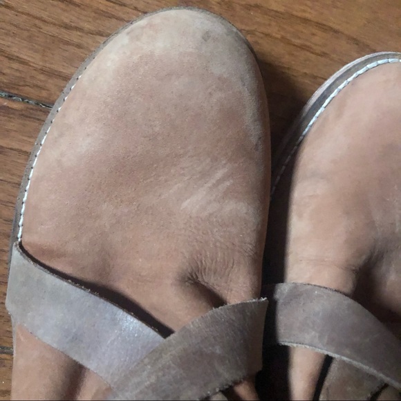 ❤️Free People Las Palmas Taupe Brown Ankle Booties Leather Buckle Size 8 - Picture 8 of 9